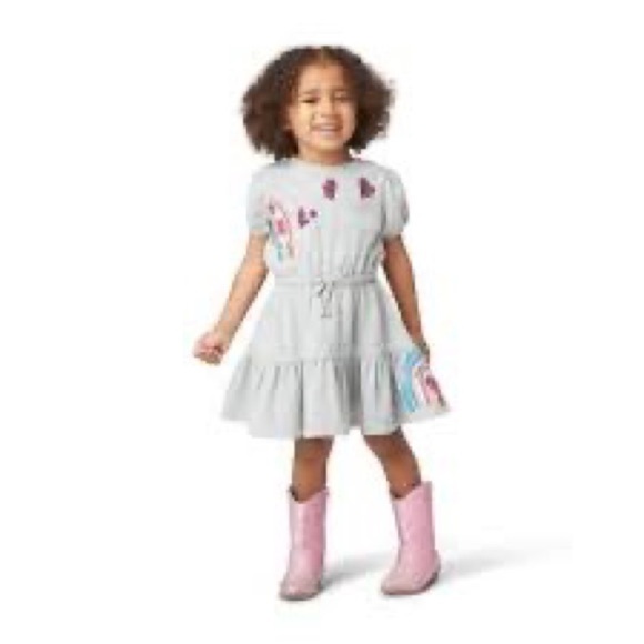 New Peek Toddler Girls Short Sleeve Sequin Dress Rainbow And Hearts size 2T - Picture 3 of 16